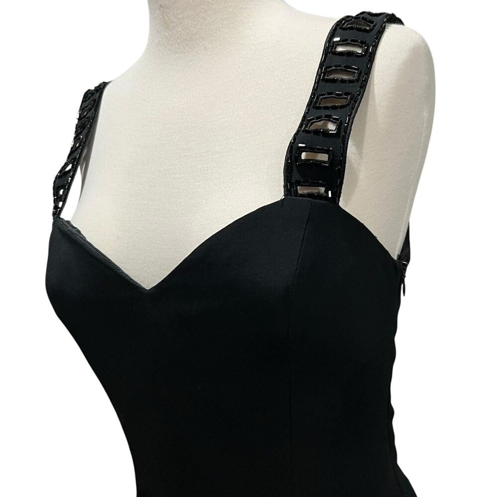 Lillie Rubin Maxi Dress Womens 8 Black Embroidered Beaded Evening Gown Formal - Picture 2 of 14